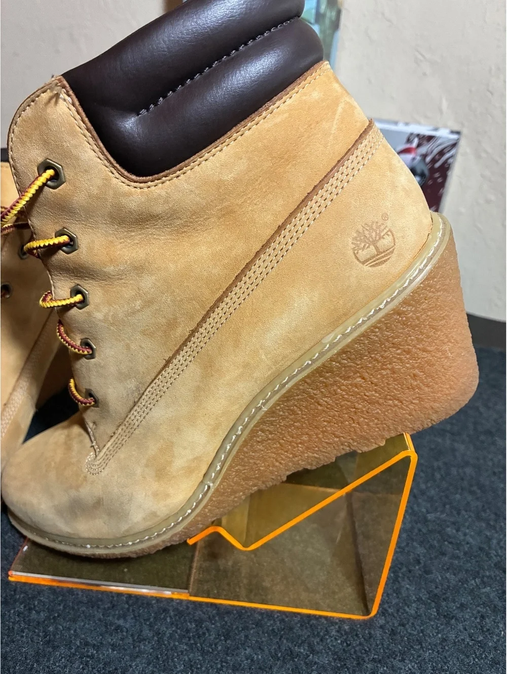 Timberland Women's Wedge Ankle Boots Size 10 Wheat Nubuck Leather